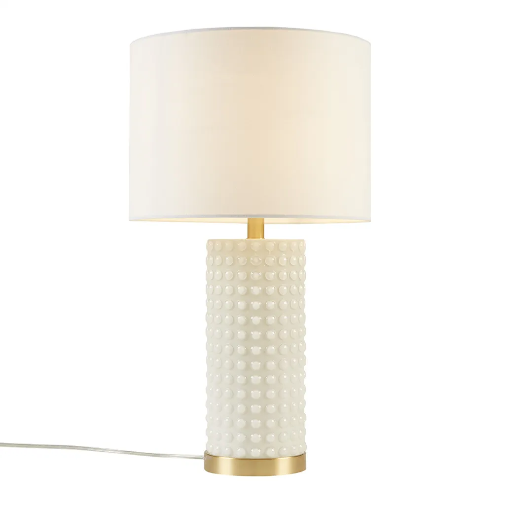 INK+IVY Grace Ivy White/Gold Textured Dot Table Lamp