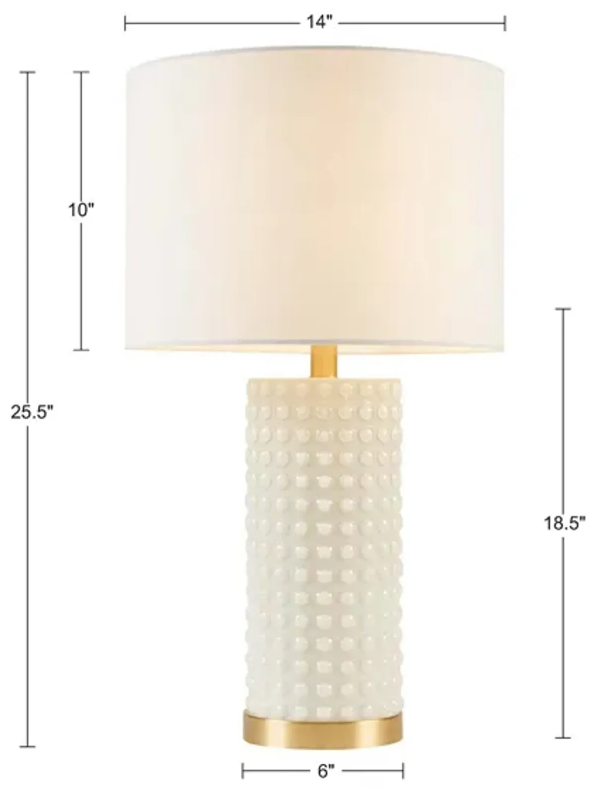 INK+IVY Grace Ivy White/Gold Textured Dot Table Lamp