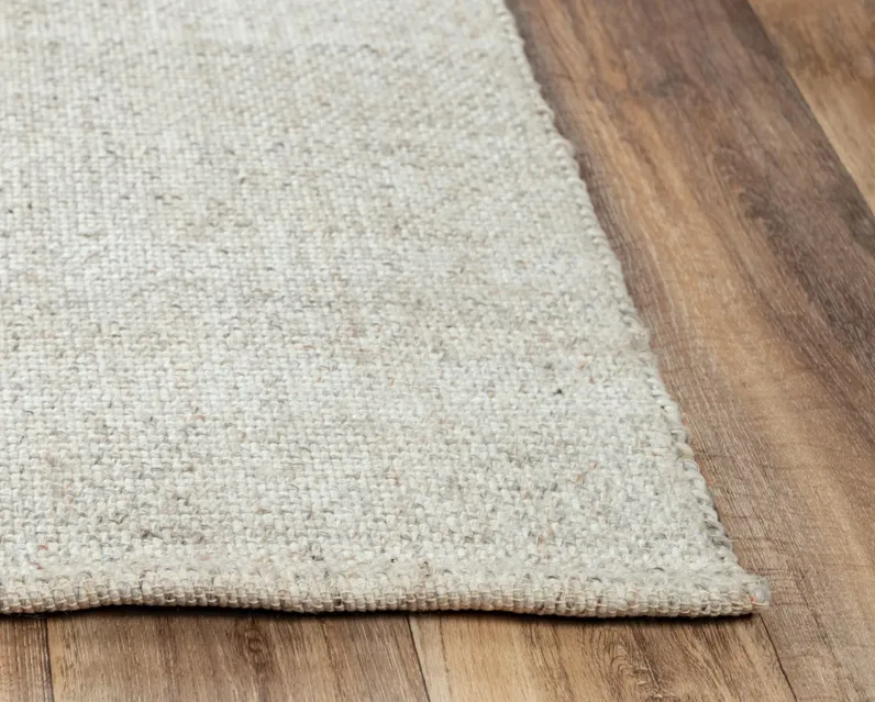 Capri Beige Basketweave Polyester/Wool Blend 8'6" x 11'6" Rectangle Rug