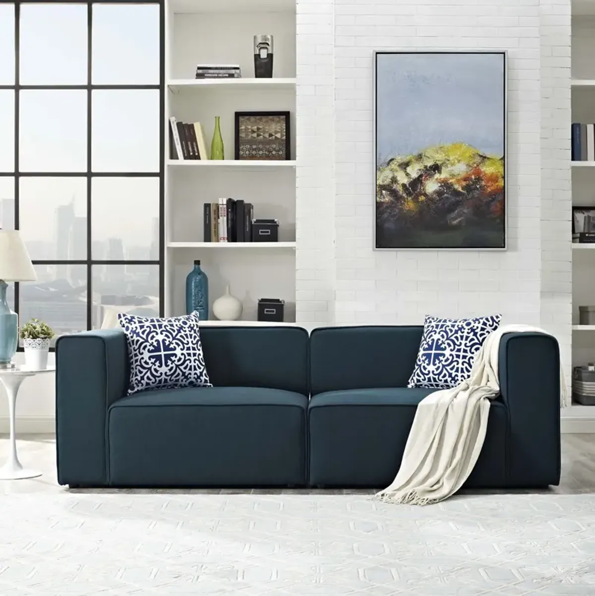 Mingle 2 Piece Upholstered Fabric Sectional Sofa Set