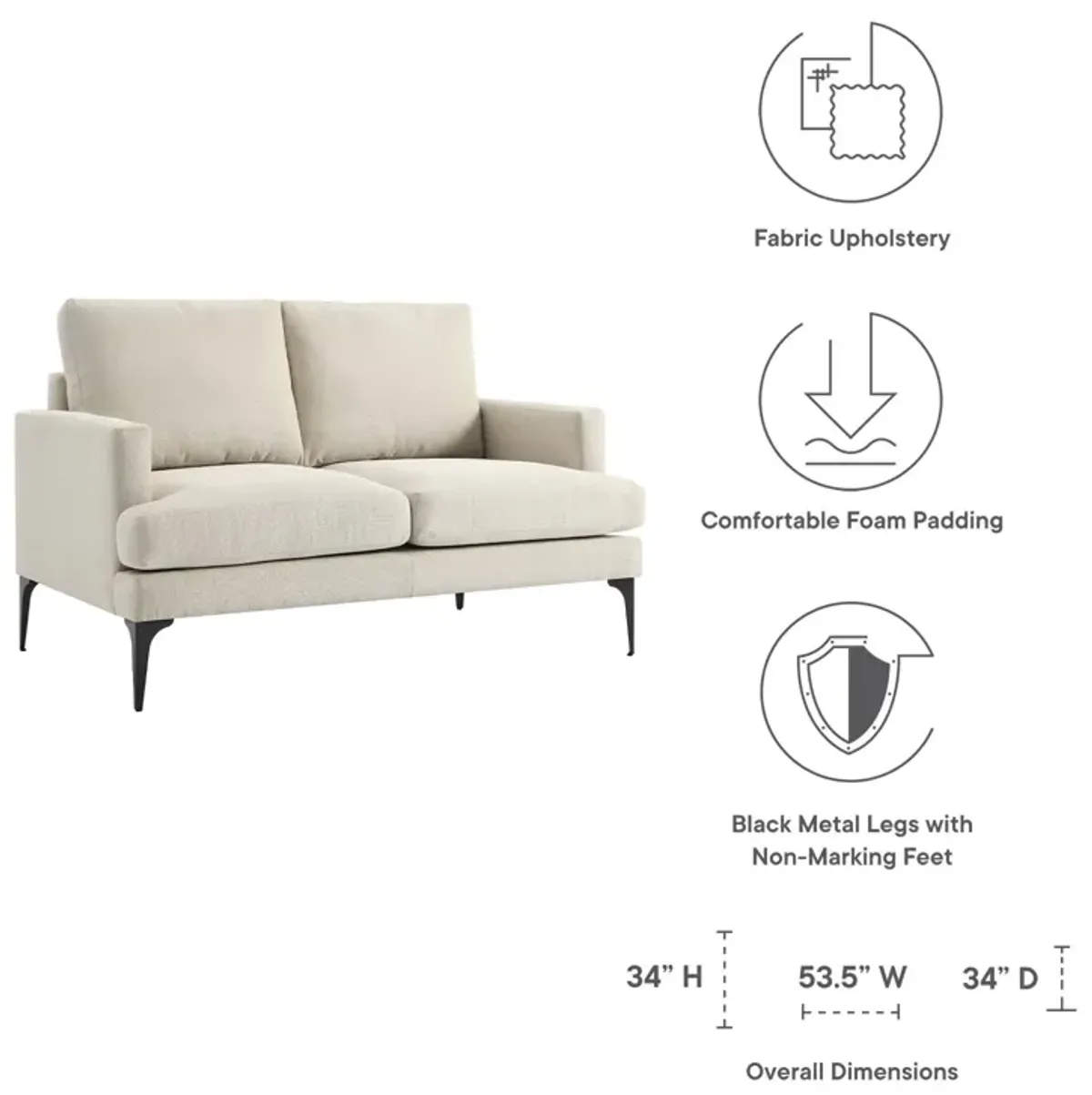 Evermore Upholstered Fabric Loveseat