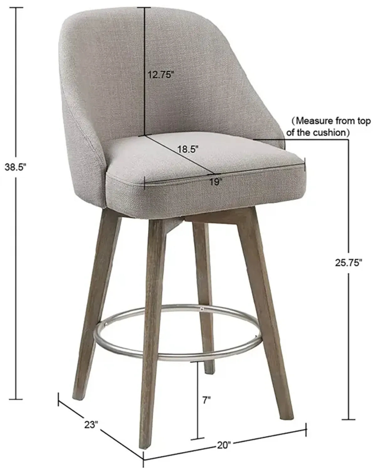 Madison Park Pearce Grey Counter Stool With Swivel Seat