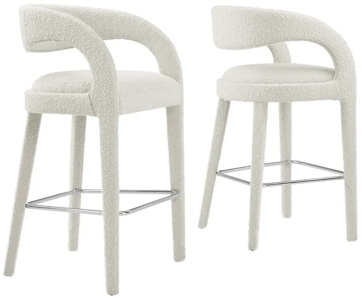 Pinnacle Boucle Upholstered Bar Stool Set of Two