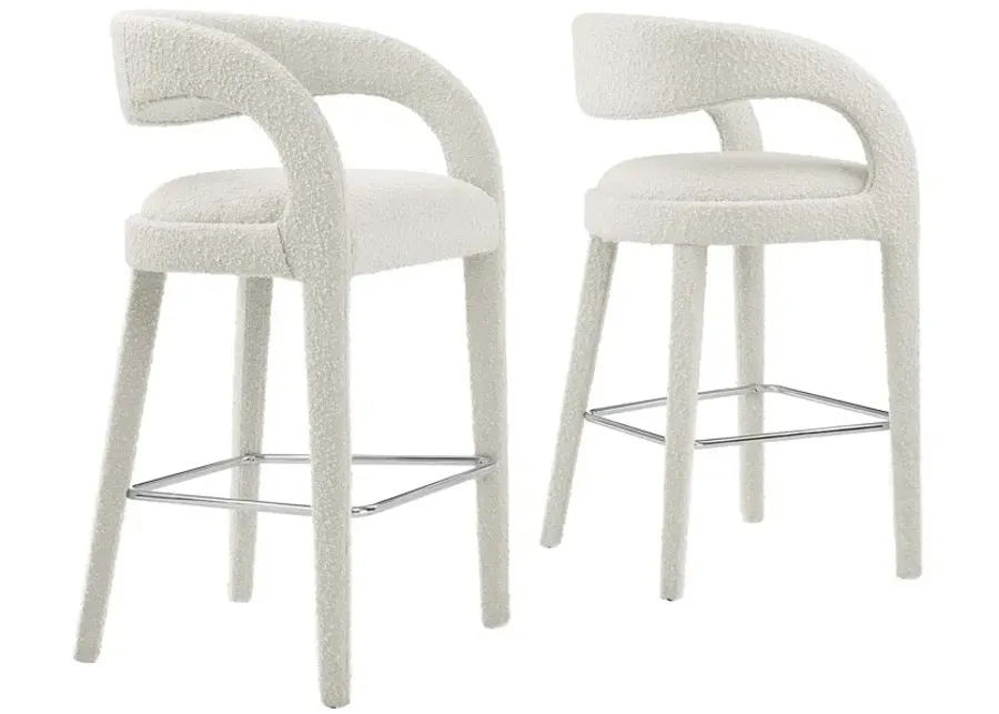 Pinnacle Boucle Upholstered Bar Stool Set of Two