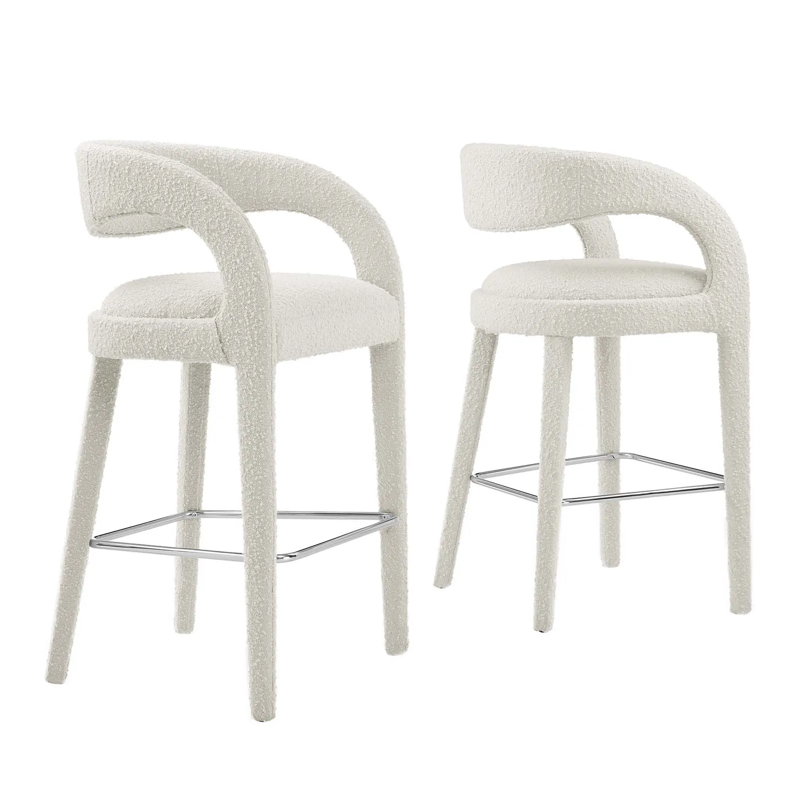 Pinnacle Boucle Upholstered Bar Stool Set of Two