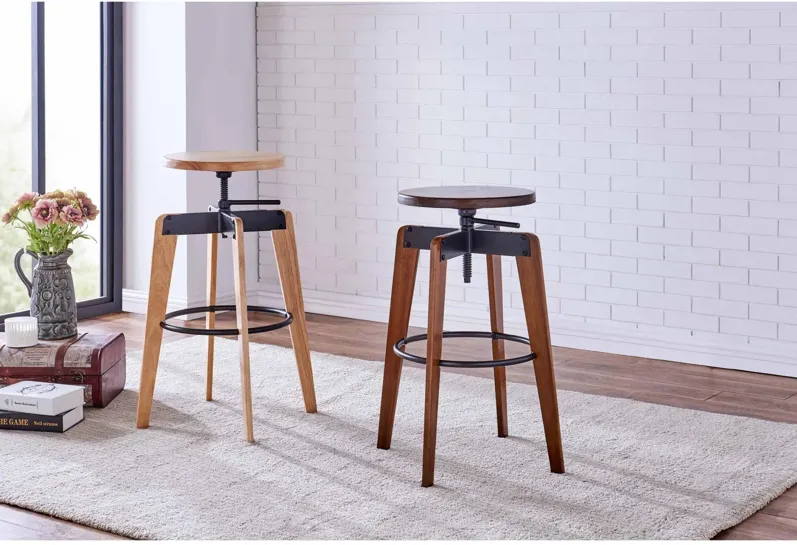 nelson kd adjustable stool, natural/ metallic gunmetal