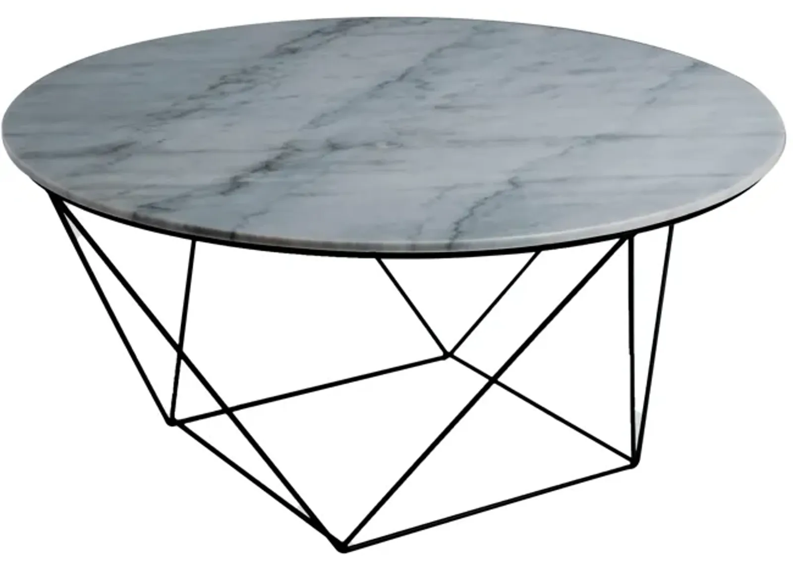 Valencia Round Coffee Table - Grey Marble/Black Matte