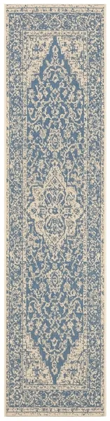 Safavieh BEACH HOUSE Collection BHS137M-28 Blue / Creme 2'-2" X 8'