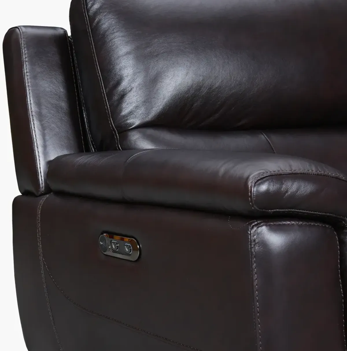 Lizette 65" Brown Leather Power Recliner Loveseat with USB