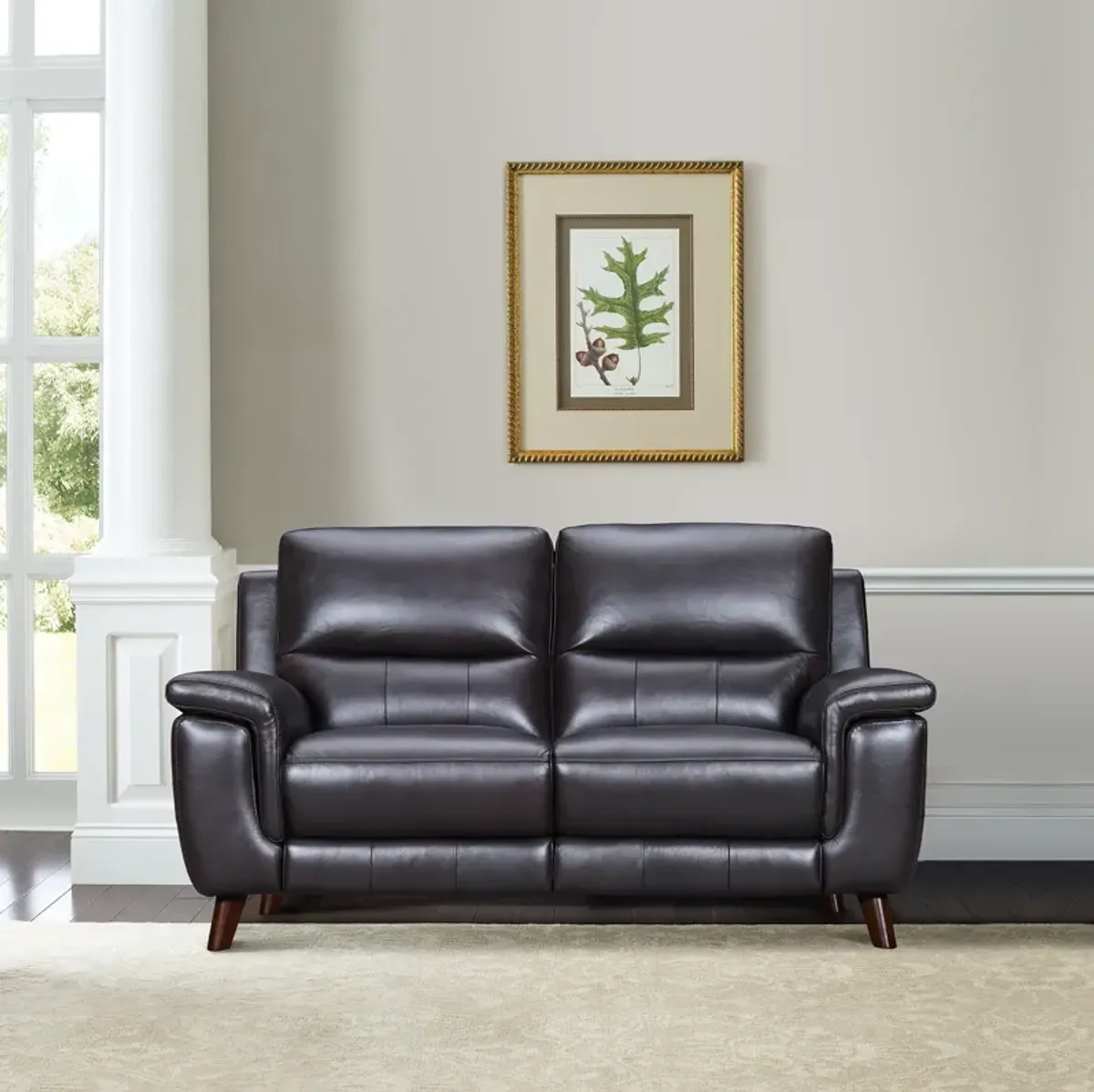 Lizette 65" Brown Leather Power Recliner Loveseat with USB