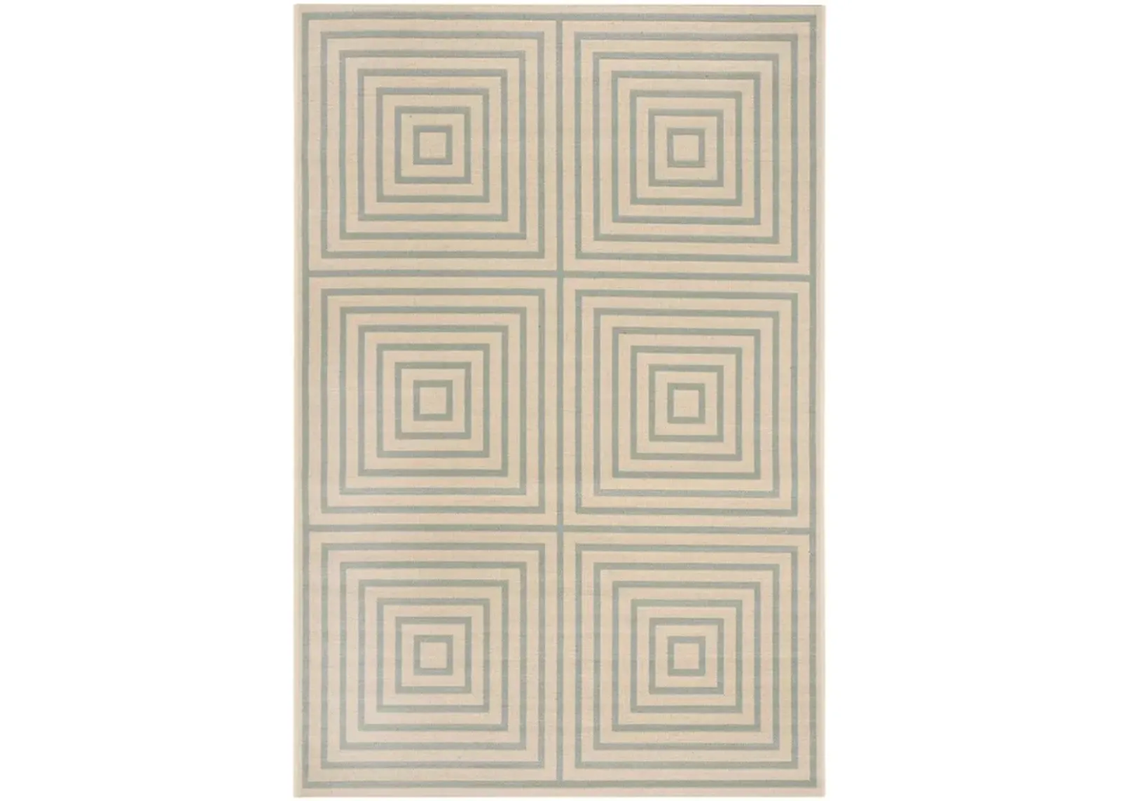 LINDEN 123 Collection LND123L-5 Cream / Aqua 5'-3" X 7'-6"