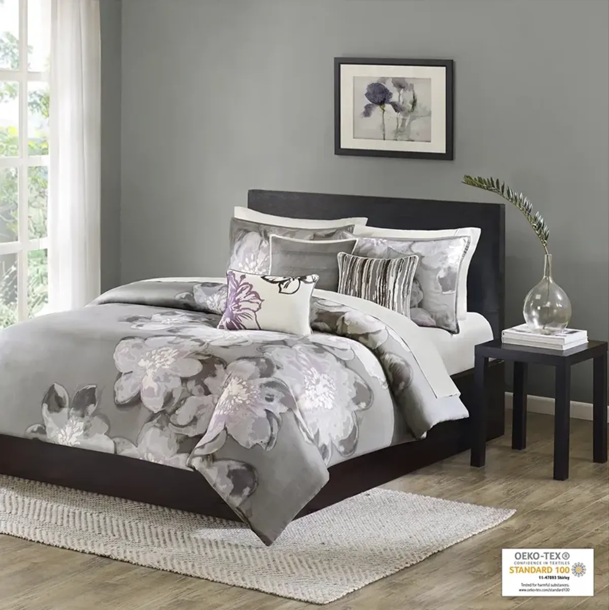 Madison Park Serena Grey 6 Piece Printed Duvet Cover Set