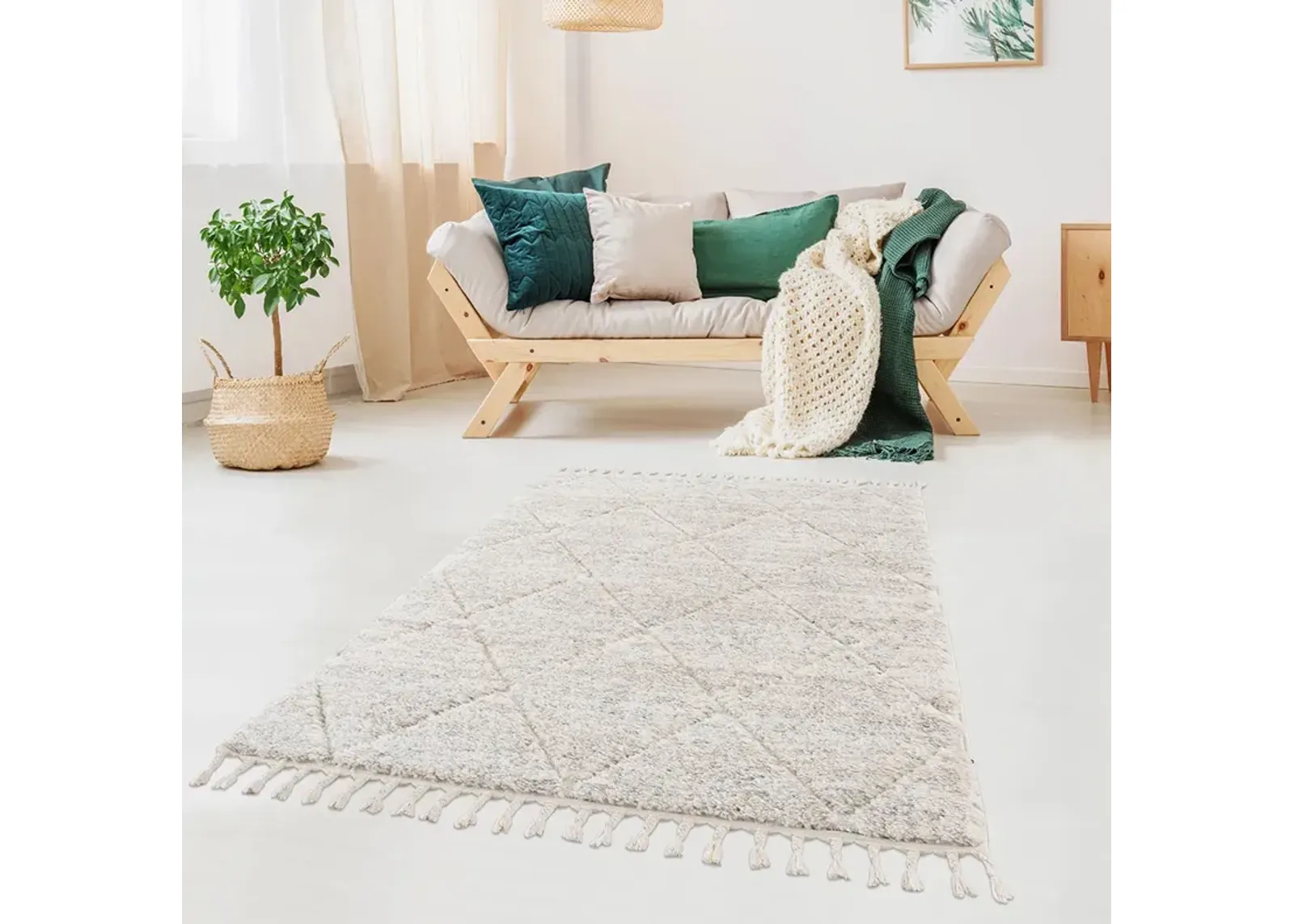 Madison Park Sophia Cream Talas Trellis Area Rug in Cream