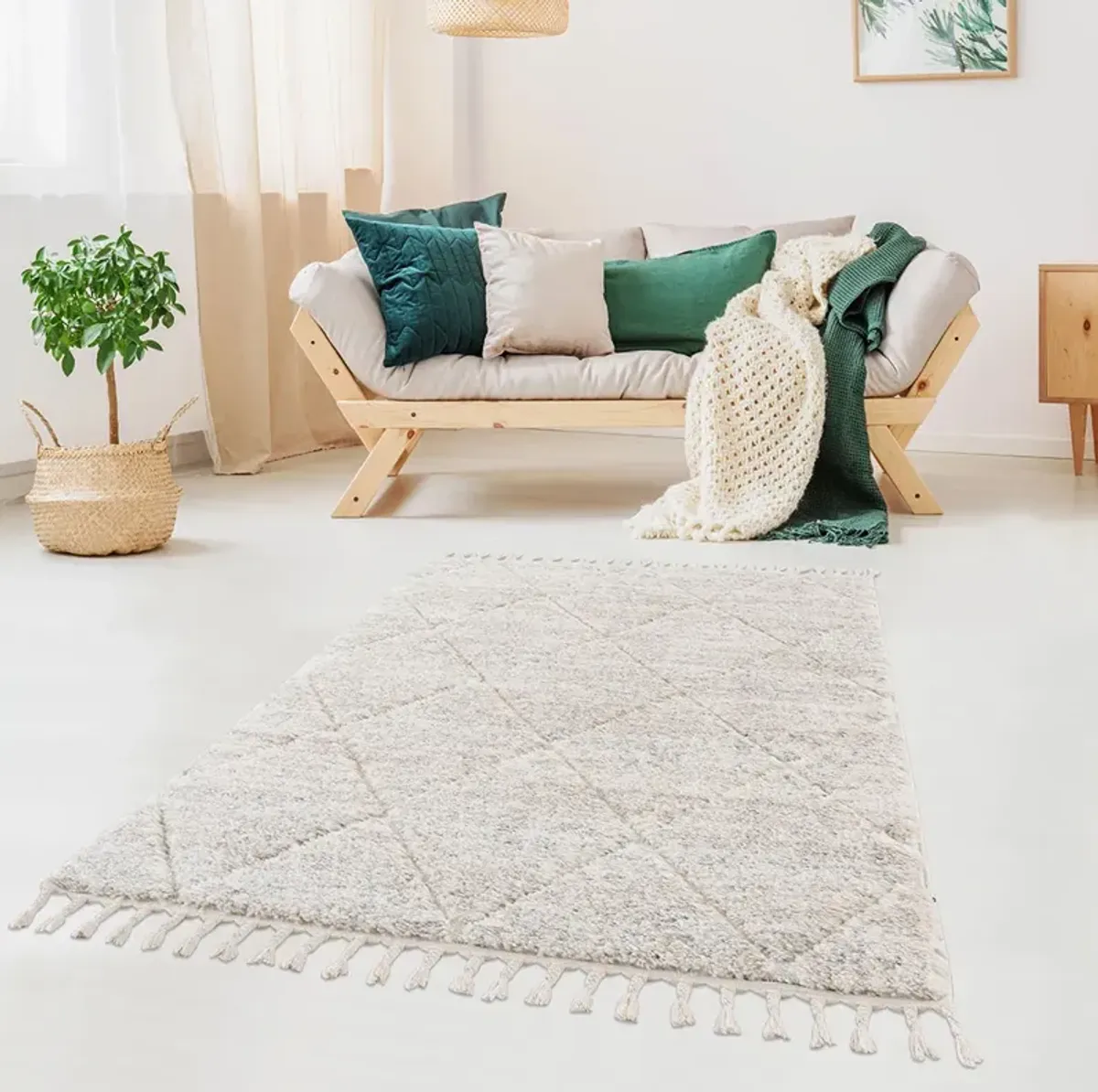 Madison Park Sophia Cream Talas Trellis Area Rug in Cream