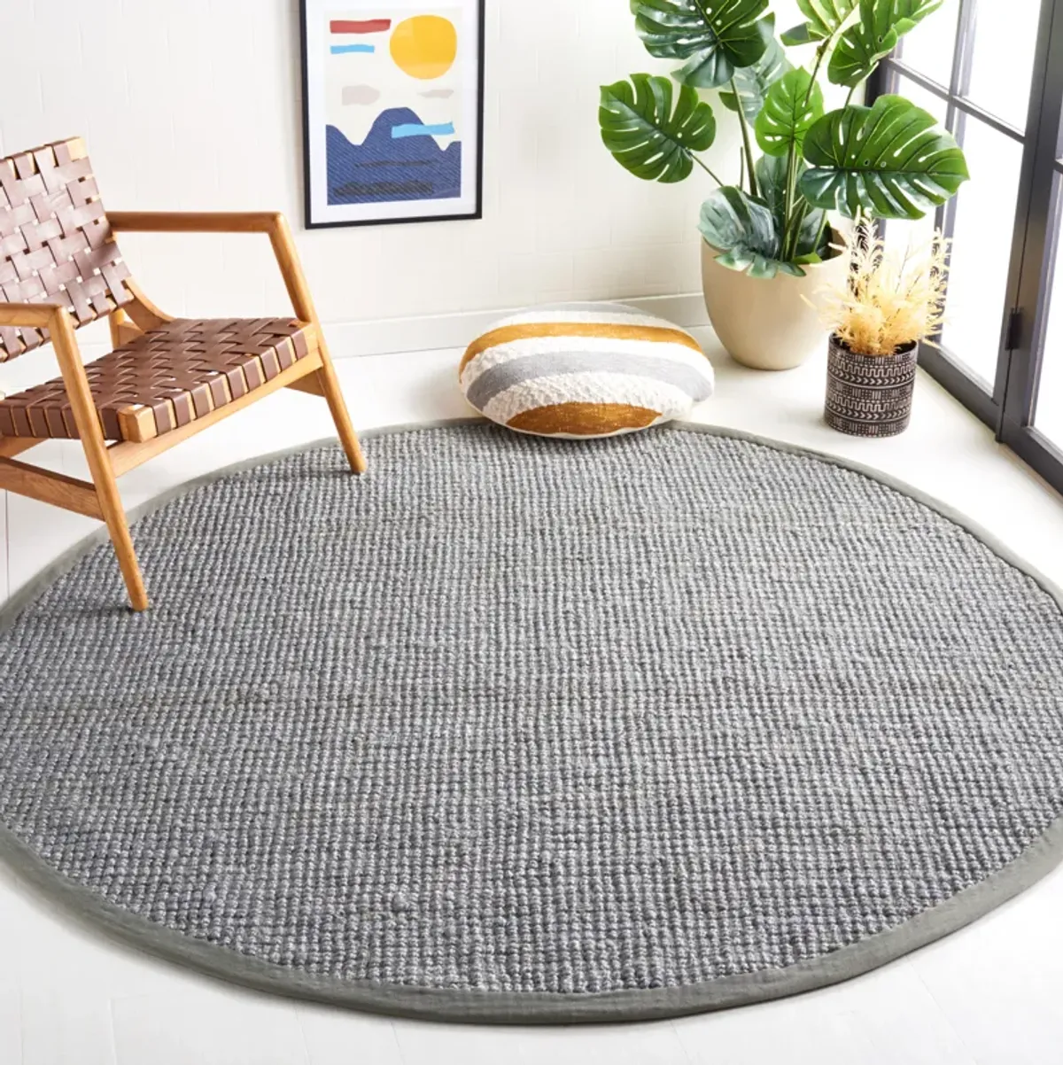 NATURAL FIBER Hand Woven 5' x 5' Round area rug