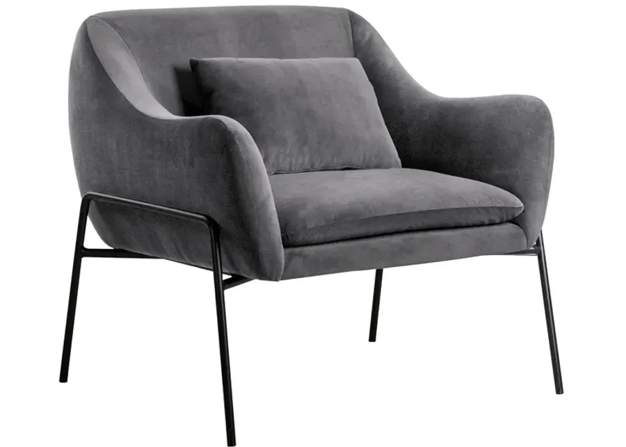 Karen Gray Velvet Modern Accent Chair