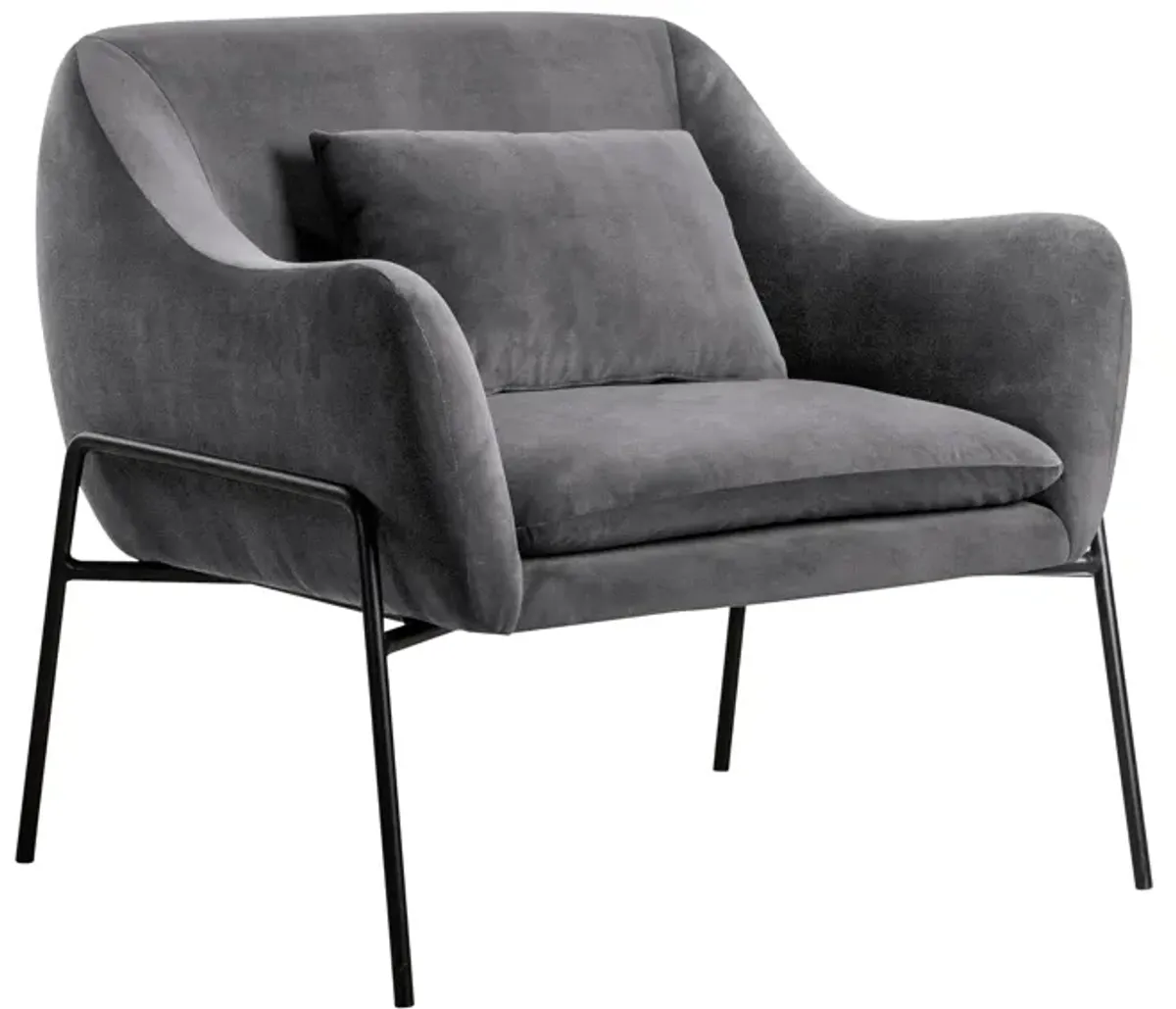 Karen Gray Velvet Modern Accent Chair