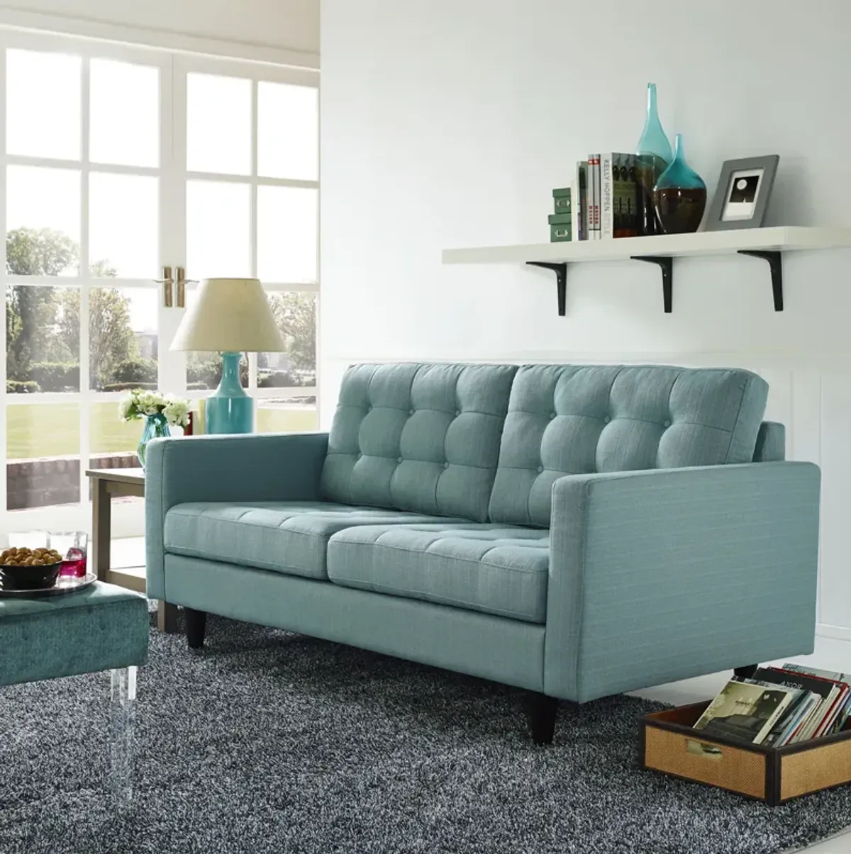 Empress Upholstered Fabric Loveseat