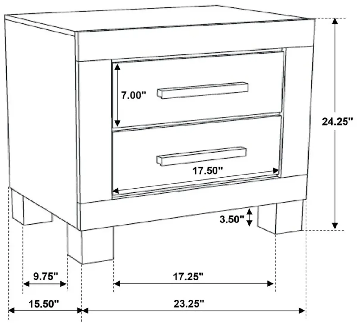 Aaron 2-Drawer Nightstand Rustic Golden Brown