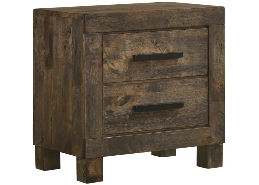 Aaron 2-Drawer Nightstand Rustic Golden Brown