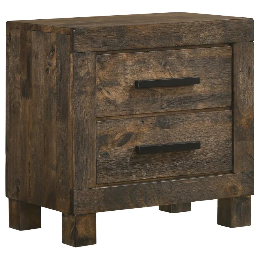 Aaron 2-Drawer Nightstand Rustic Golden Brown