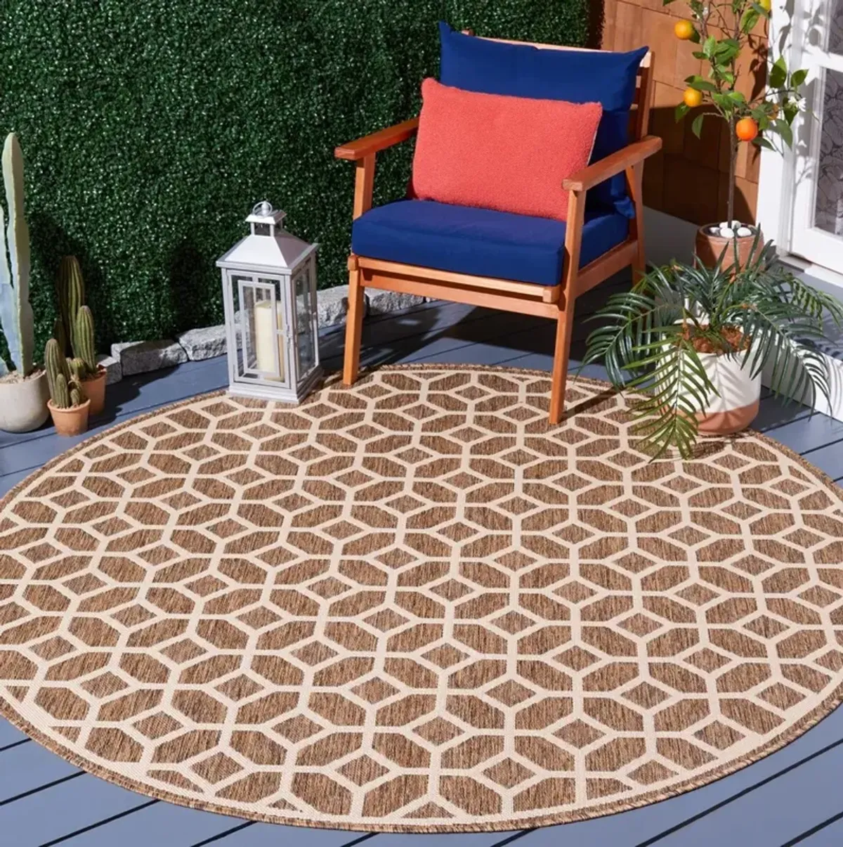 BEACH HOUSE 127 Beige 6'-7' X 6'-7' Round Round Rug