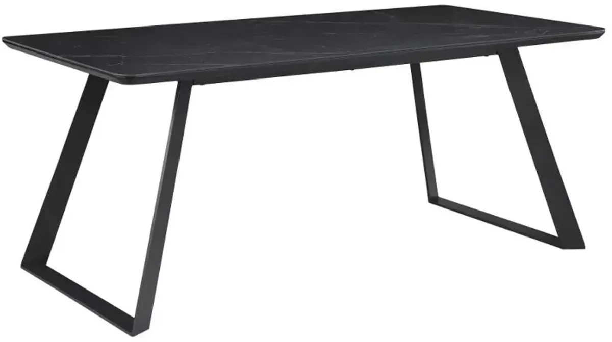 Smith Rectangle Ceramic Top Dining Table Black and Gunmetal