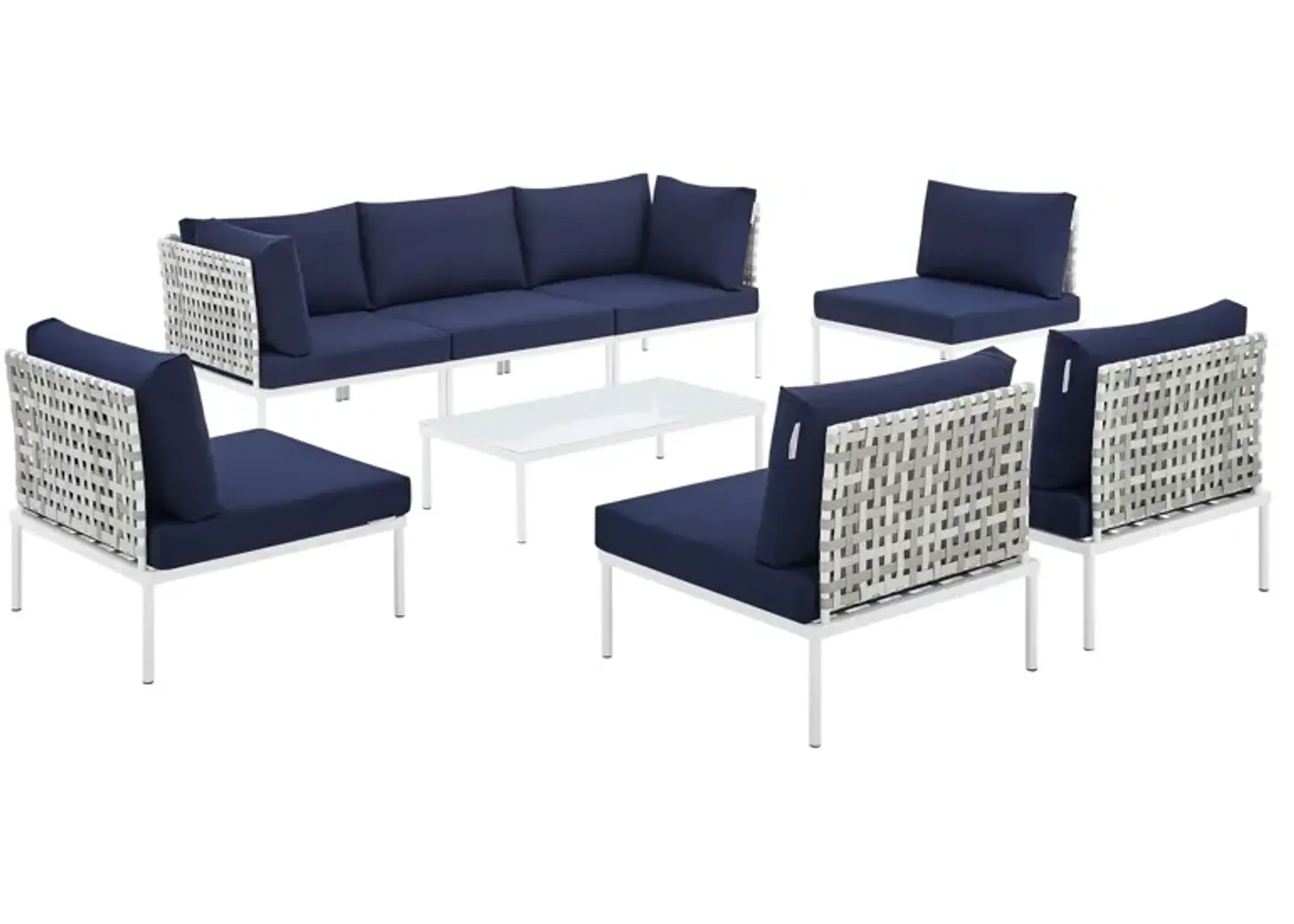 Harmony 8-Piece  Sunbrella® Basket Weave Outdoor Patio Aluminum Sectional Sofa Set