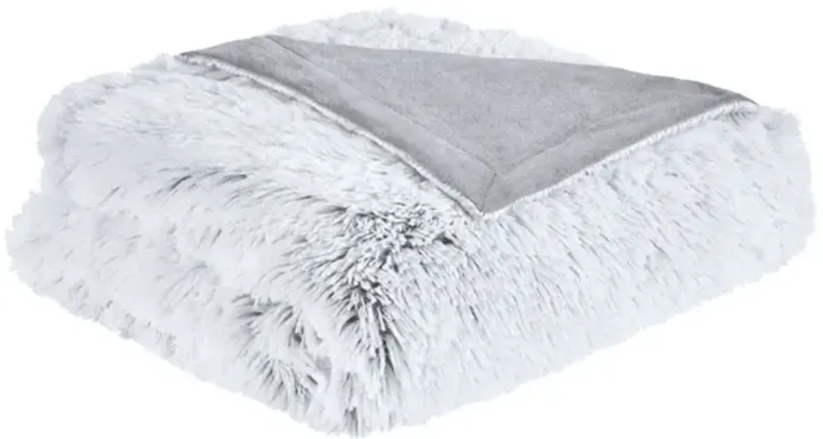 Intelligent Design Emma Grey Shaggy Faux Fur Throw