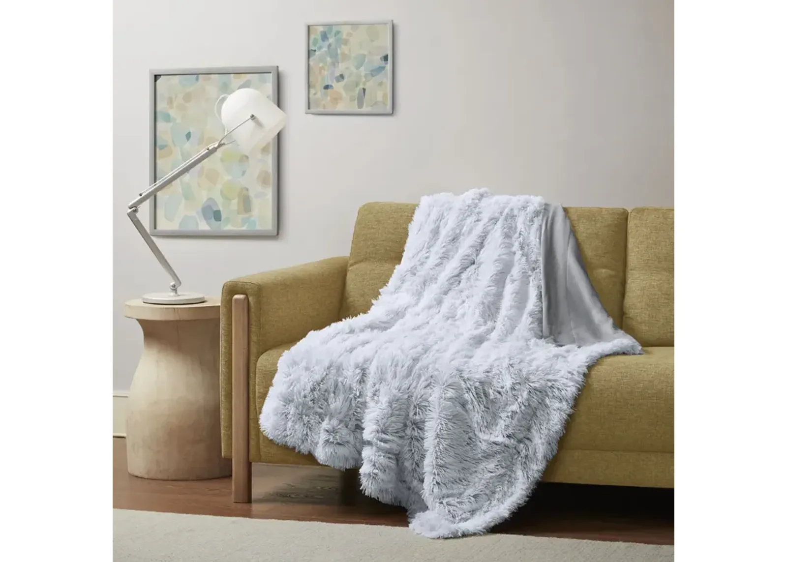 Intelligent Design Emma Grey Shaggy Faux Fur Throw