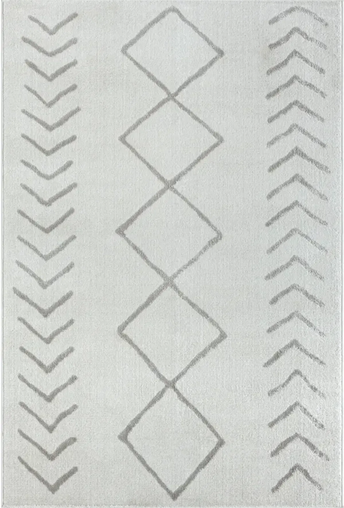 Cool Cream Diamond Transitional/Casual Synthetic Area Rug 7'9" X 9'9"