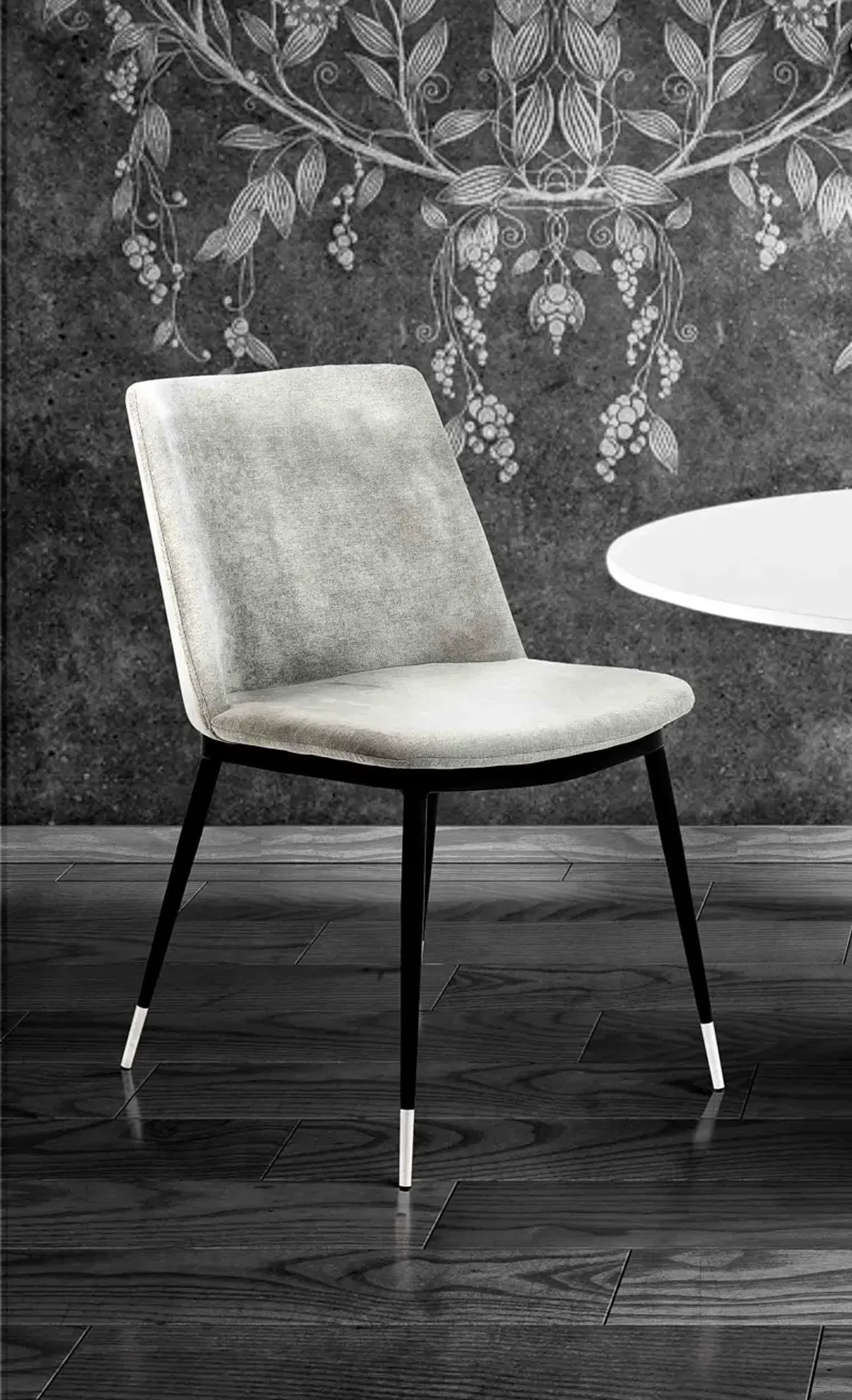 evora grey velvet chair - silver legs (set of 2)