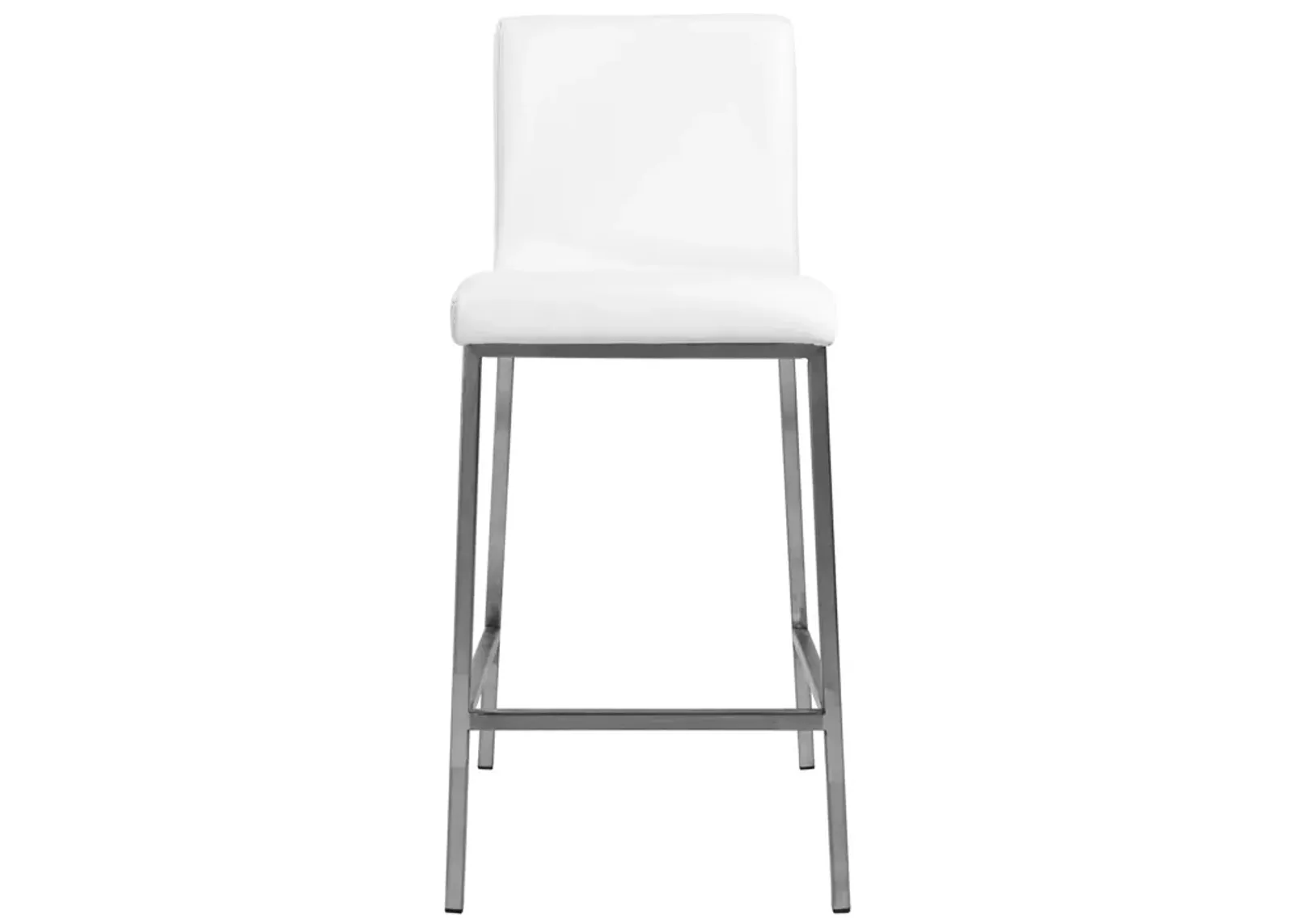 Scott Counter Stool in White and Brushed Stainless Steel - Set of 2