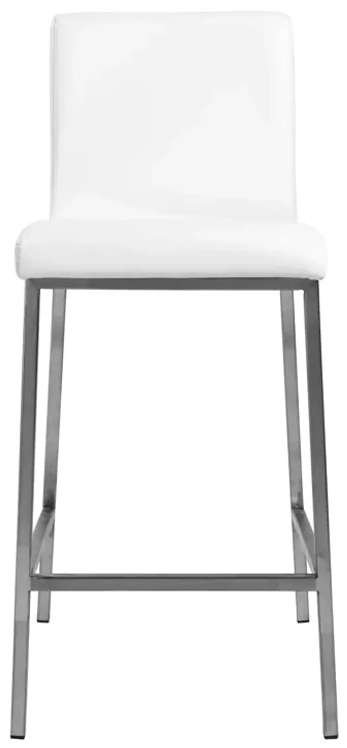 Scott Counter Stool in White and Brushed Stainless Steel - Set of 2