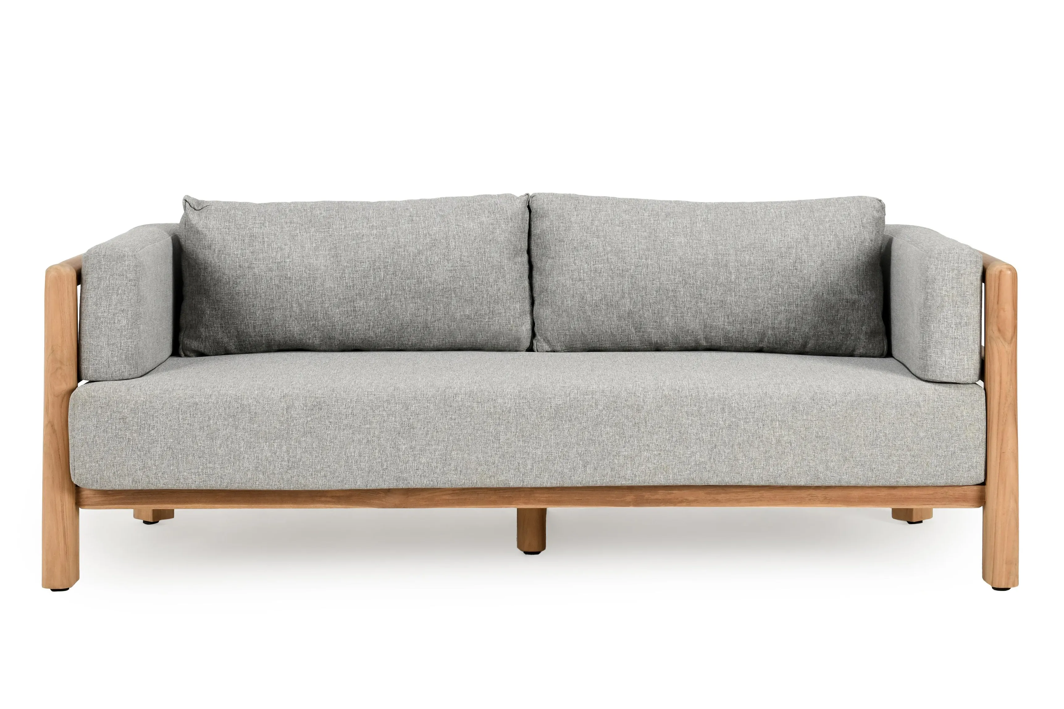 Aston Teak Wood Modern Outdoor Sofa in Gray