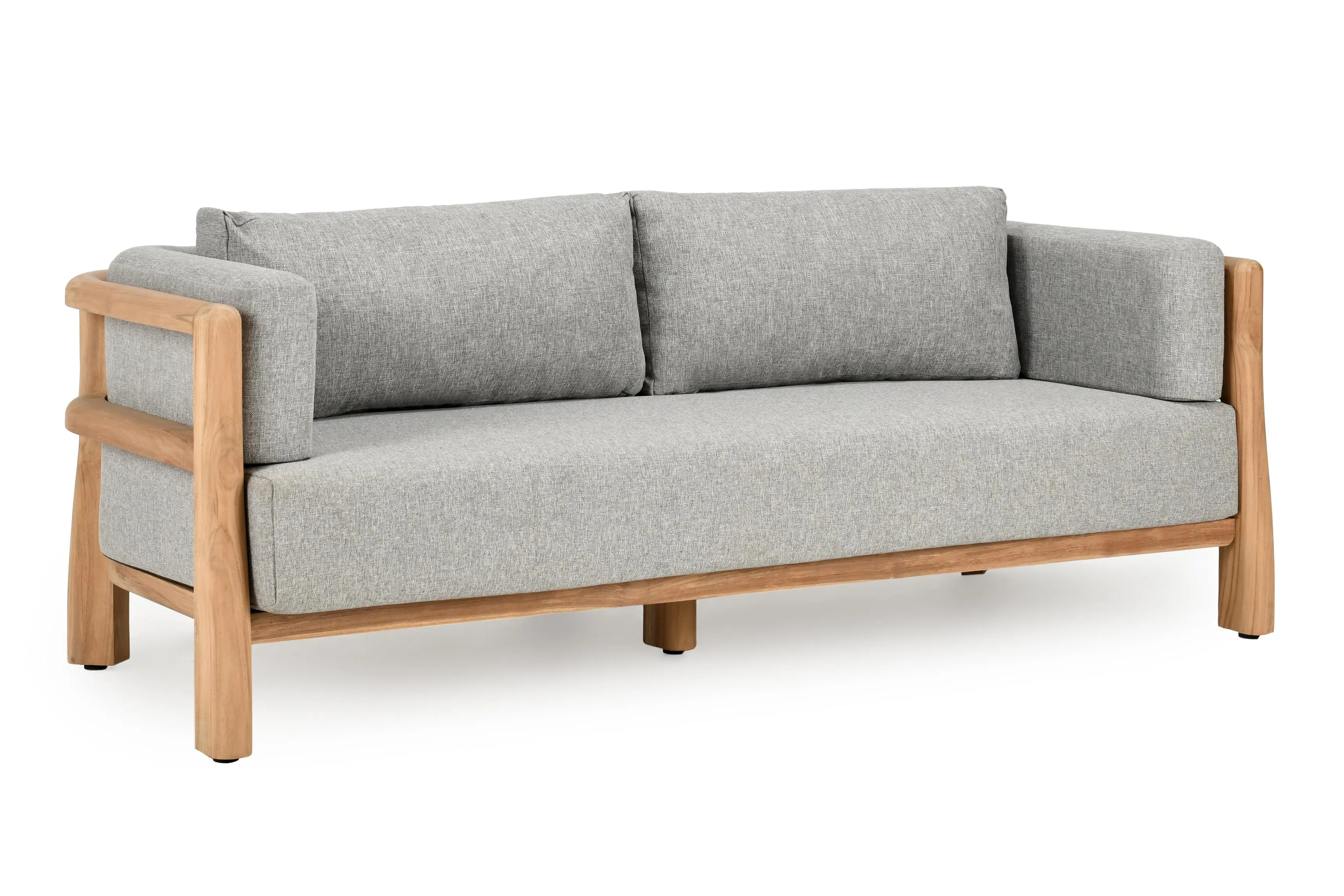 Aston Teak Wood Modern Outdoor Sofa in Gray