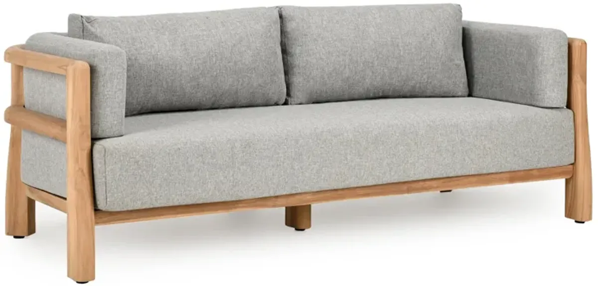 Aston Teak Wood Modern Outdoor Sofa in Gray