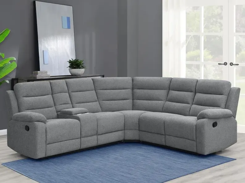 David 3-piece Upholstered Motion Sectional with Pillow Arms Smoke