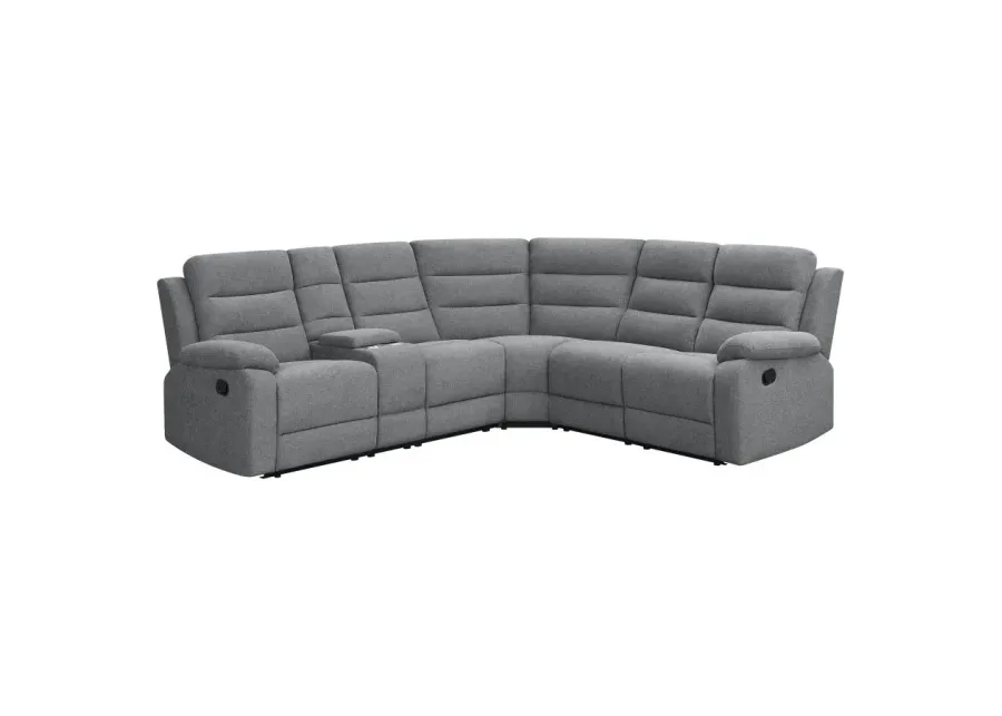 David 3-piece Upholstered Motion Sectional with Pillow Arms Smoke