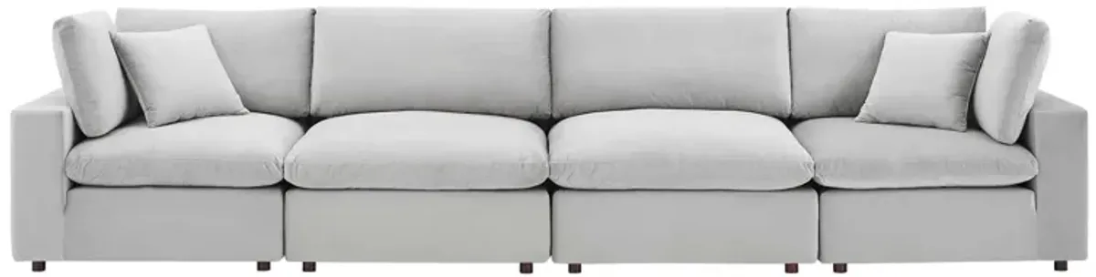 Commix Down Filled Overstuffed Performance Velvet 4-Seater Sofa