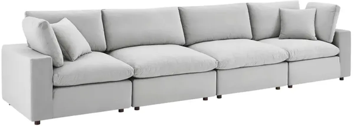 Commix Down Filled Overstuffed Performance Velvet 4-Seater Sofa