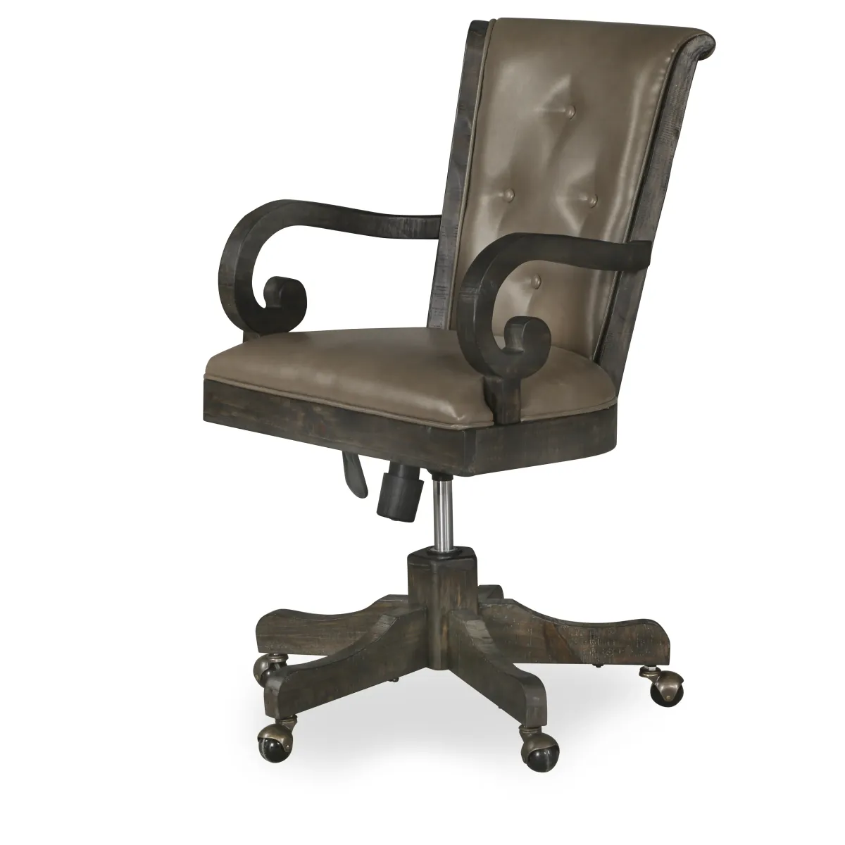 Bellamy Fully Upholstered Desk Chair in Weathered Peppercorn