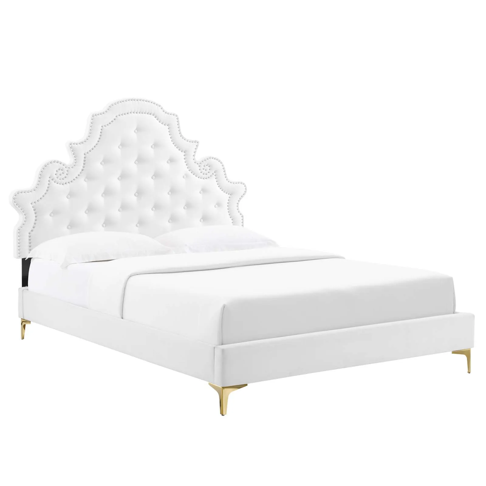 Gwyneth Tufted Performance Velvet Queen Platform Bed