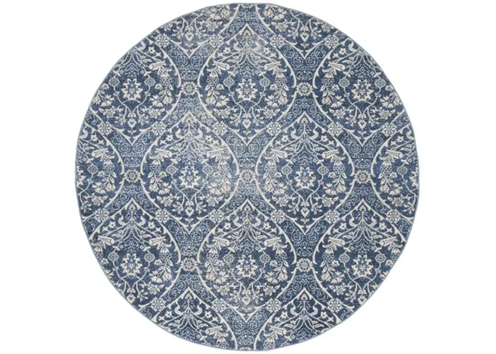 Brentwood 860 Navy / Light Grey 5' X 5' Round Round Powerloomed Rug