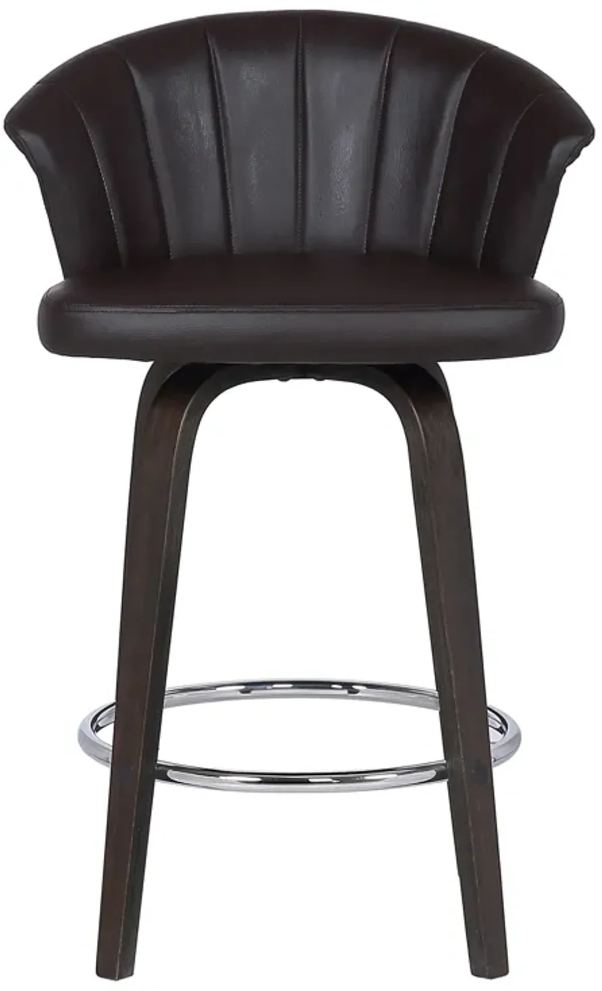 Ashley Wood Back 30" Swivel Brown Faux Leather Bar Stool