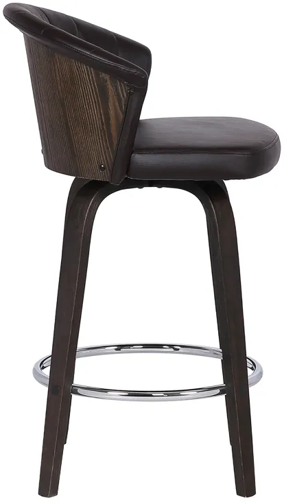 Ashley Wood Back 30" Swivel Brown Faux Leather Bar Stool