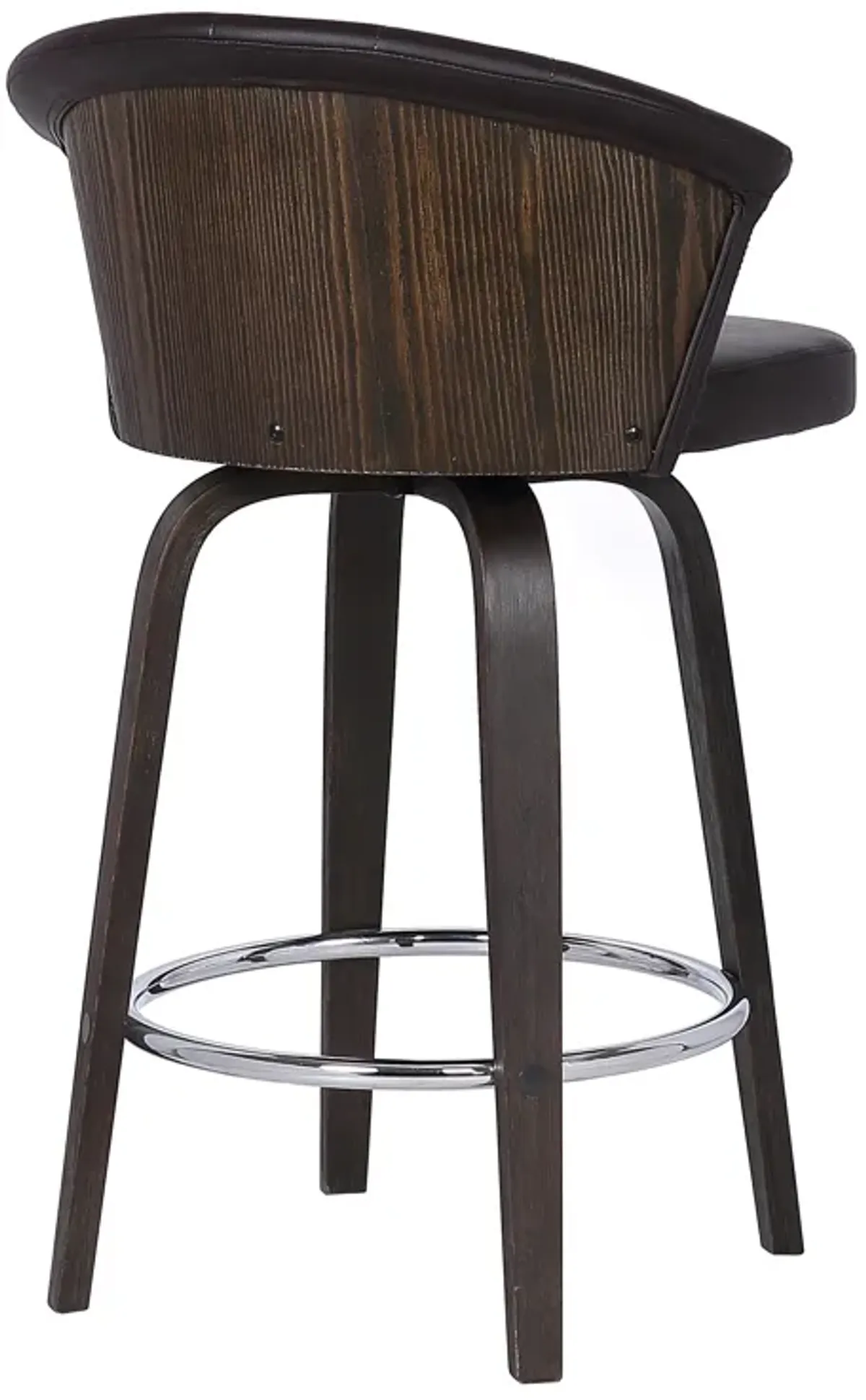 Ashley Wood Back 30" Swivel Brown Faux Leather Bar Stool