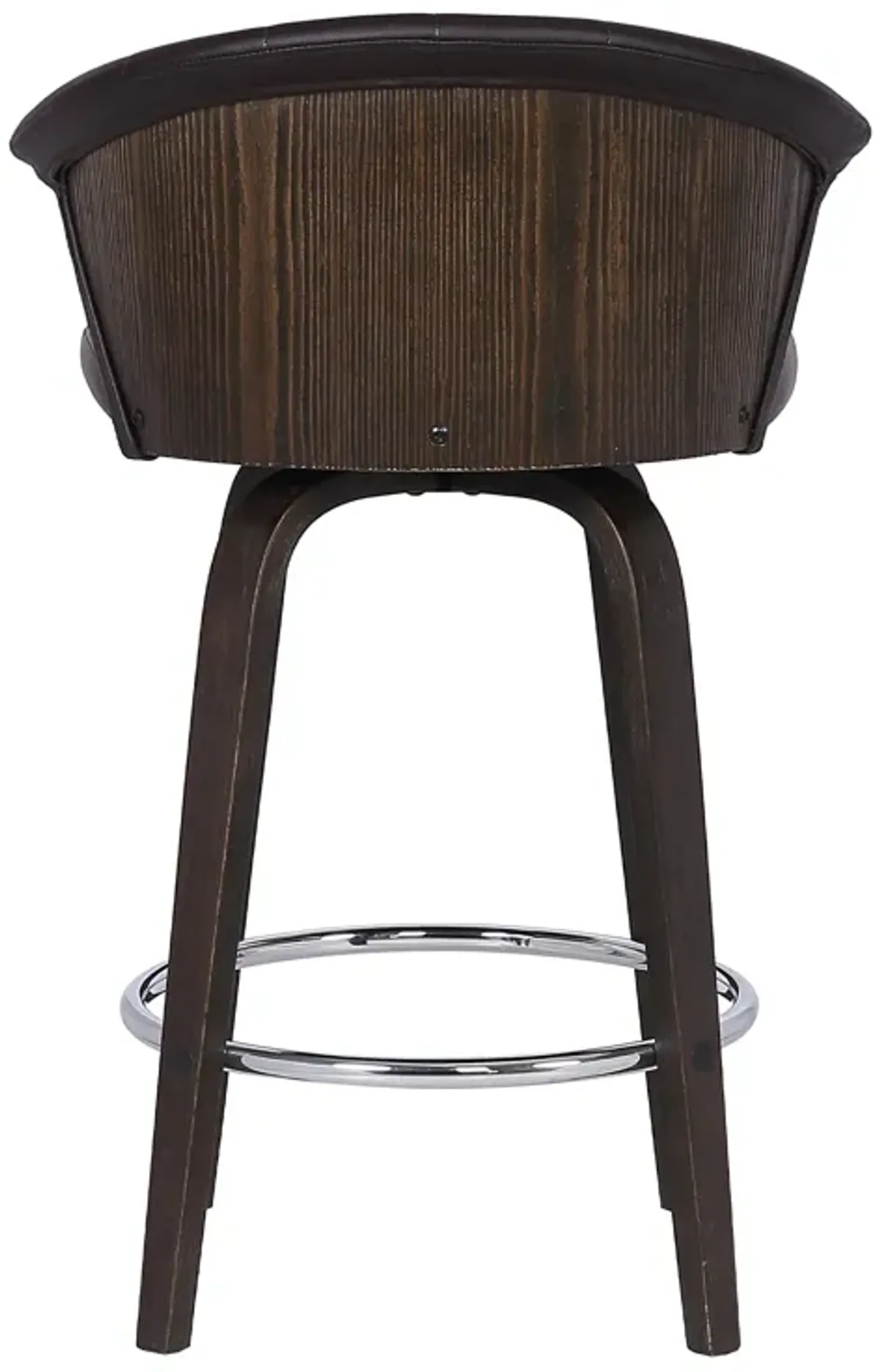 Ashley Wood Back 30" Swivel Brown Faux Leather Bar Stool