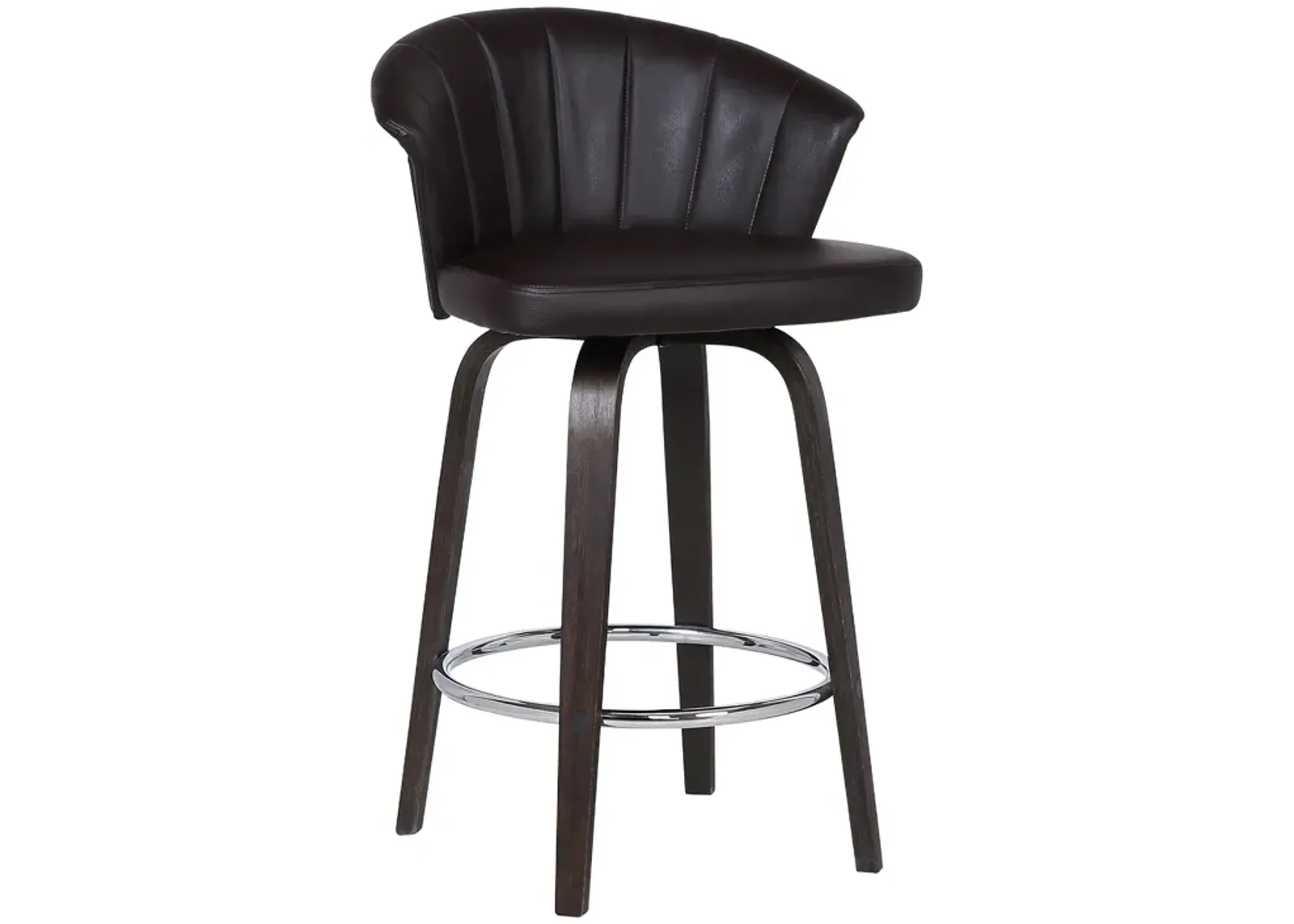 Ashley Wood Back 30" Swivel Brown Faux Leather Bar Stool