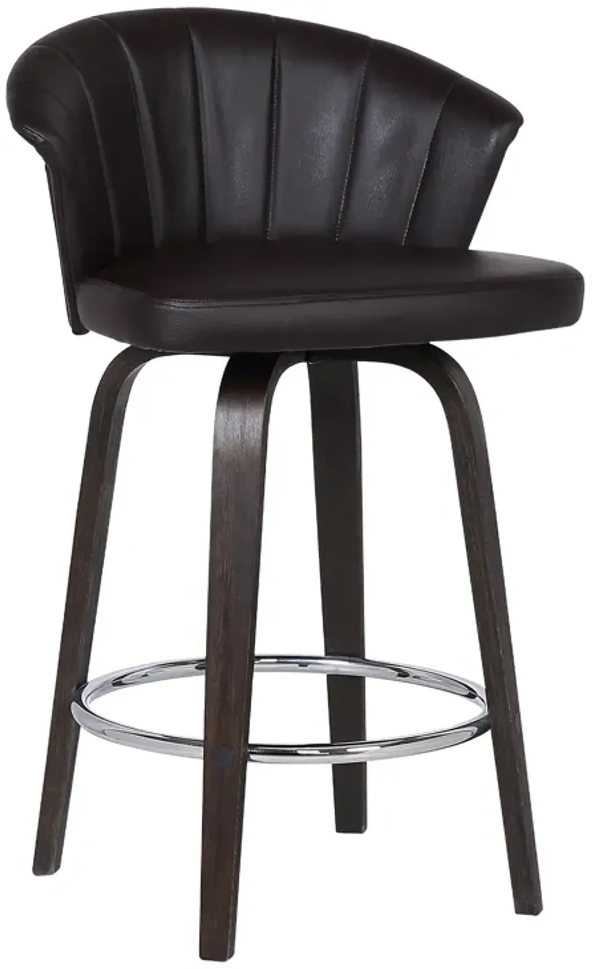 Ashley Wood Back 30" Swivel Brown Faux Leather Bar Stool